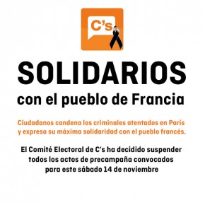 Ciudadanos condena los atentados terroristas en París y expresa su solidaridad con las víctimas, sus familias y con Francia